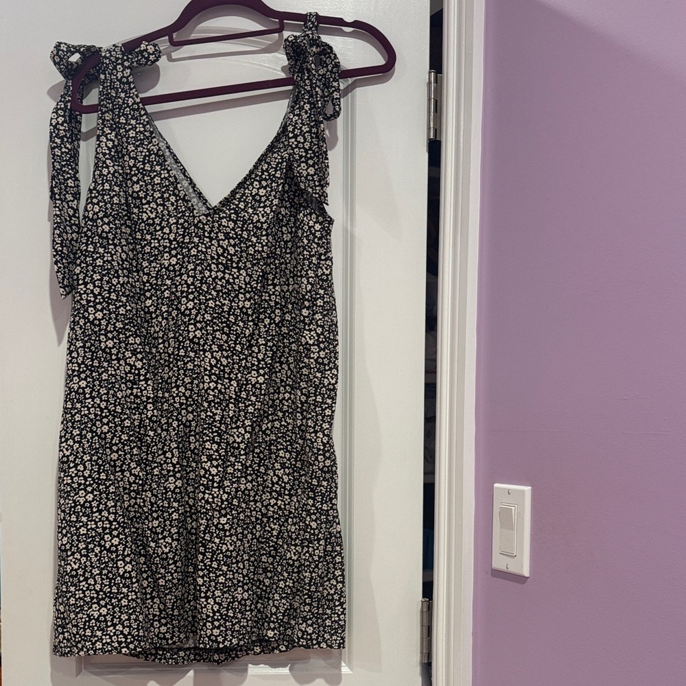 Floral Black and White Dress